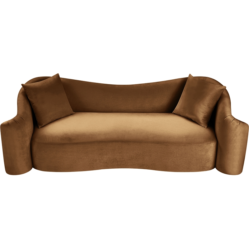 Bowery Hill Contemporary Rich Curves Saddle Durable Velvet Sofa