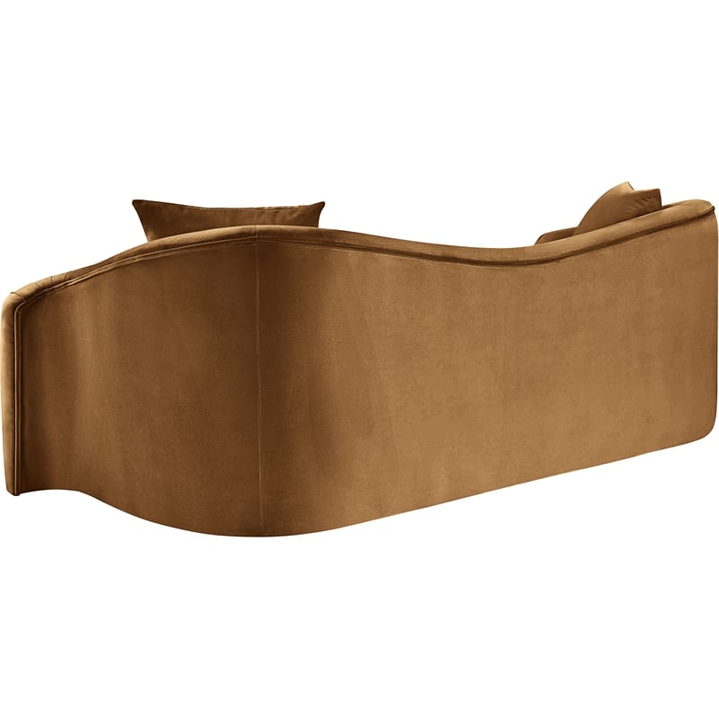 Bowery Hill Contemporary Rich Curves Saddle Durable Velvet Sofa