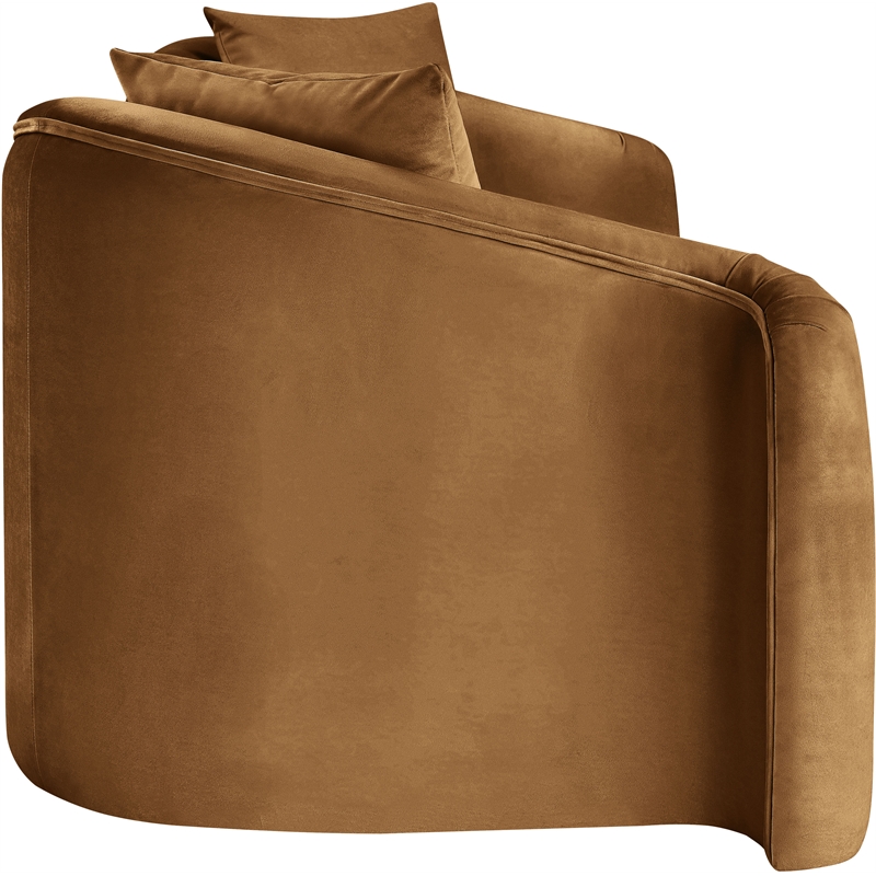 Bowery Hill Contemporary Rich Curves Saddle Durable Velvet Sofa