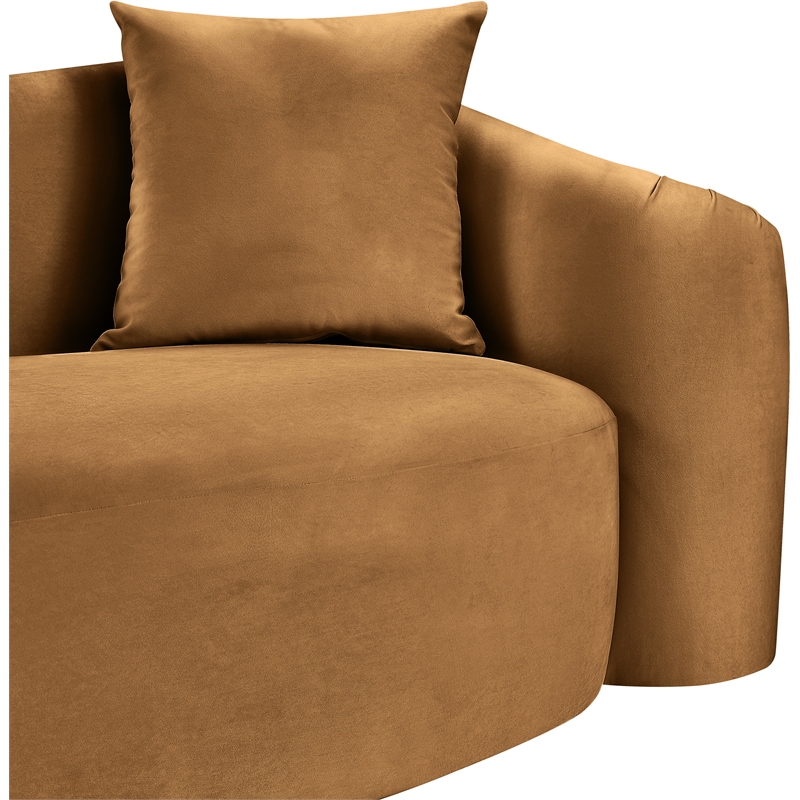 Bowery Hill Contemporary Rich Curves Saddle Durable Velvet Sofa