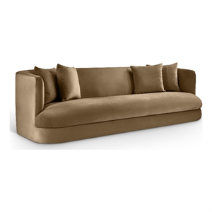 Bowery Hill Contemporary Solid Wood Frame Beige Durable Velvet Sofa