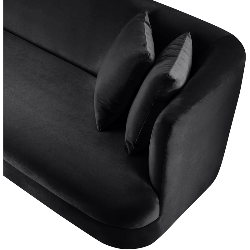 Bowery Hill Contemporary Solid Wood Frame Black Durable Velvet Sofa