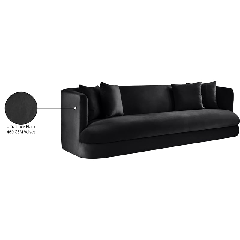 Bowery Hill Contemporary Solid Wood Frame Black Durable Velvet Sofa