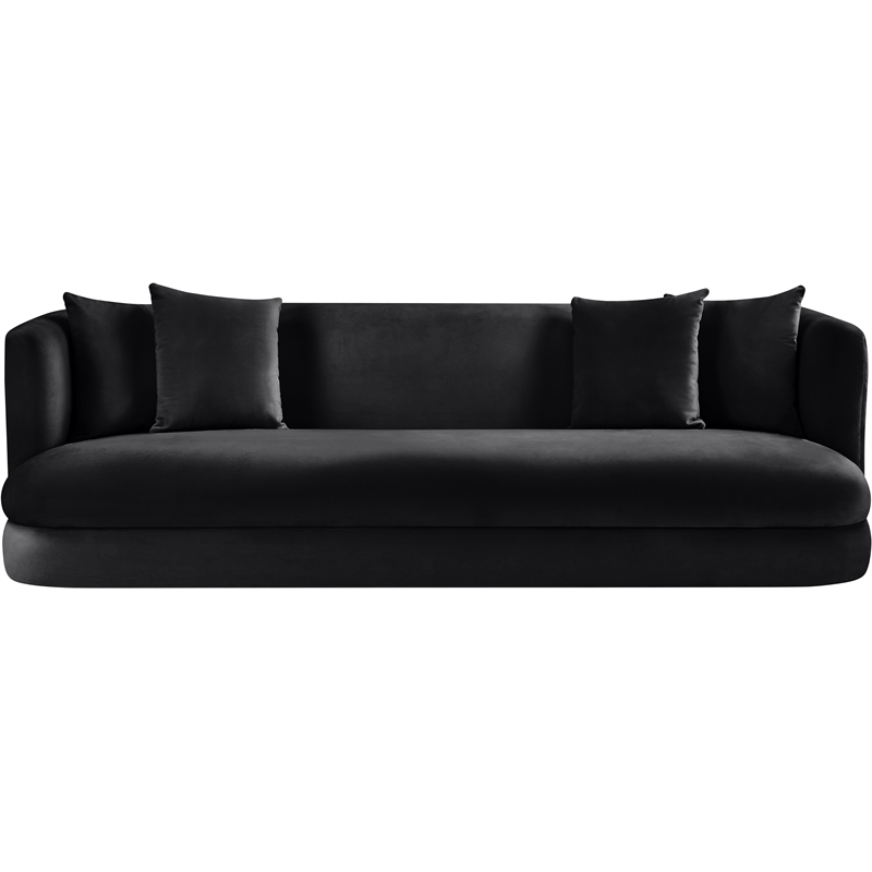 Bowery Hill Contemporary Solid Wood Frame Black Durable Velvet Sofa