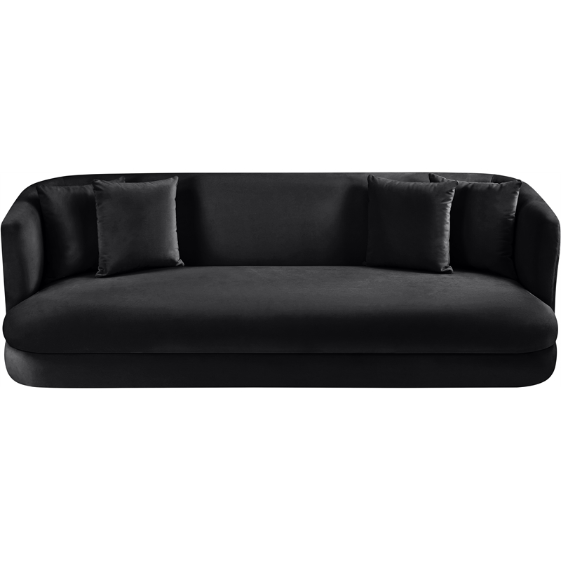 Bowery Hill Contemporary Solid Wood Frame Black Durable Velvet Sofa