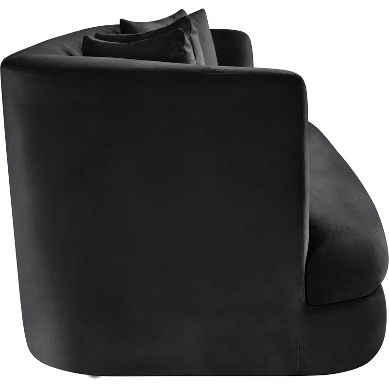 Bowery Hill Contemporary Solid Wood Frame Black Durable Velvet Sofa