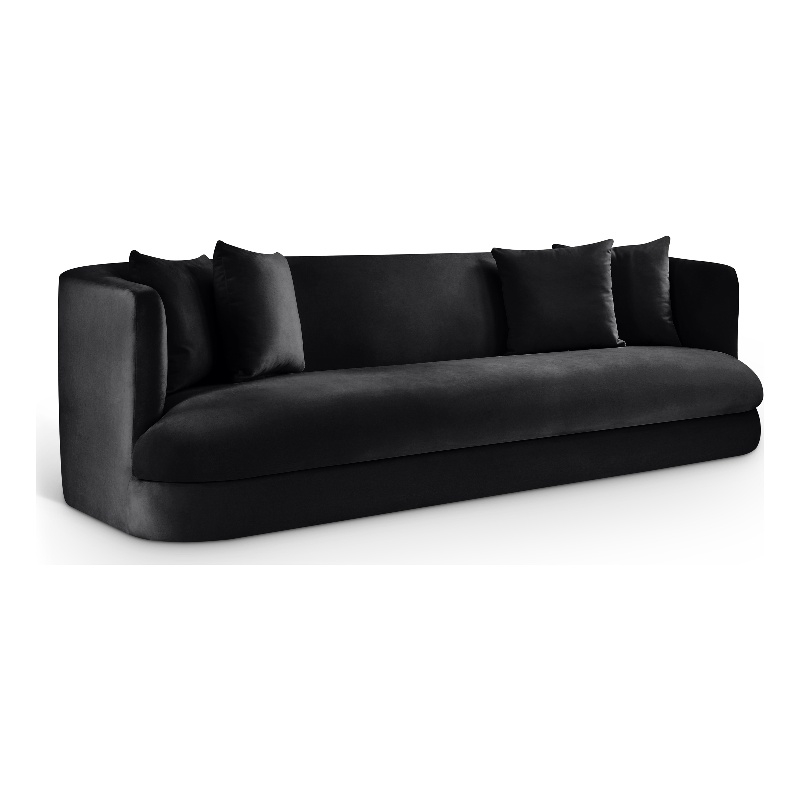 Bowery Hill Contemporary Solid Wood Frame Black Durable Velvet Sofa