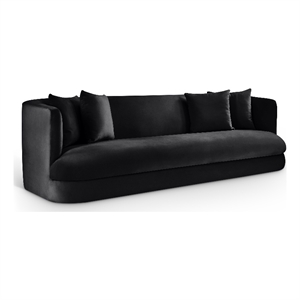 Bowery Hill Contemporary Solid Wood Frame Black Durable Velvet Sofa
