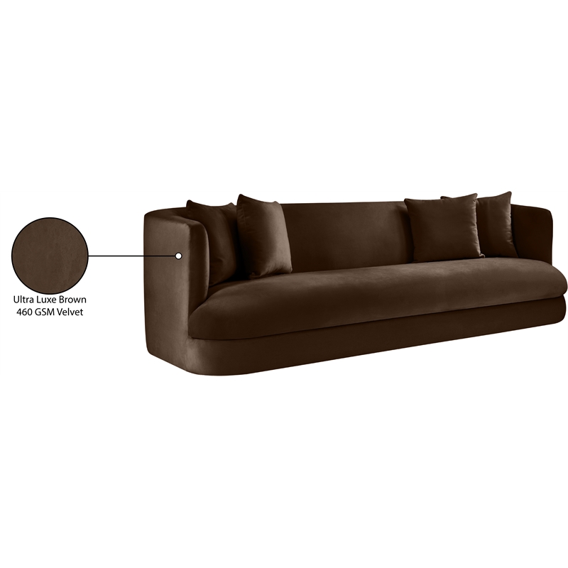 Bowery Hill Contemporary Solid Wood Frame Brown Durable Velvet Sofa