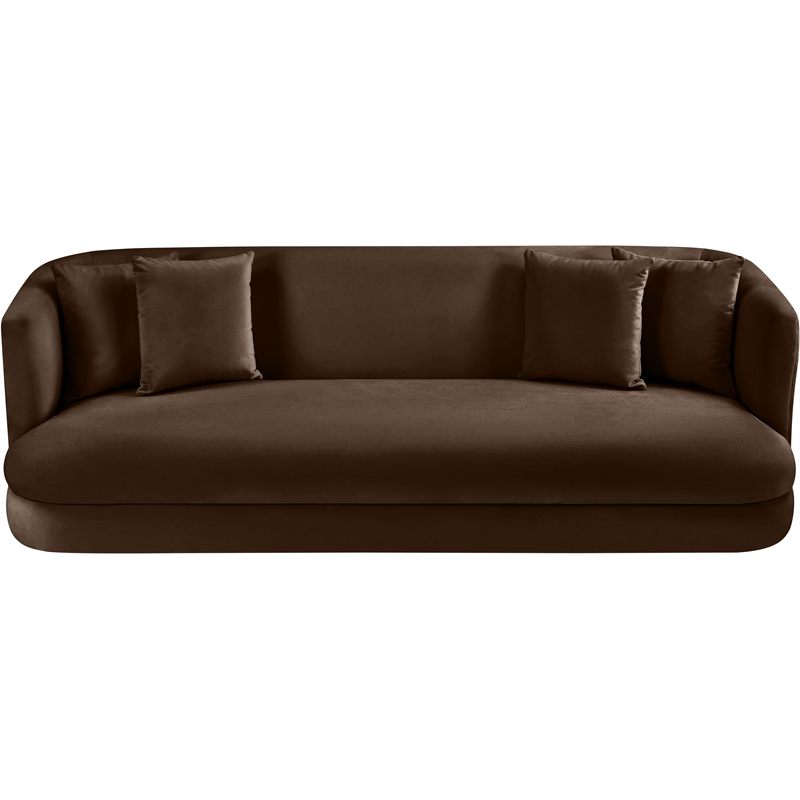 Bowery Hill Contemporary Solid Wood Frame Brown Durable Velvet Sofa
