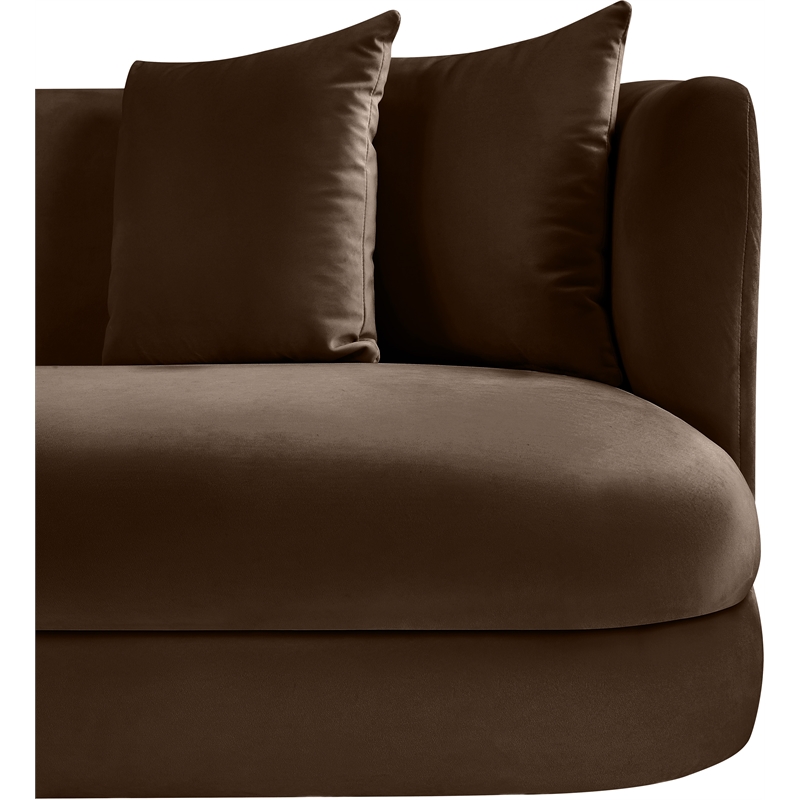 Bowery Hill Contemporary Solid Wood Frame Brown Durable Velvet Sofa