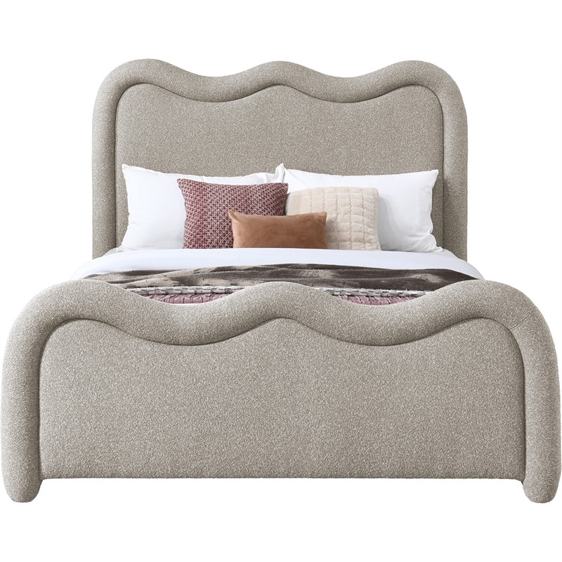 Bowery Hill Contemporary Soft Beige Chenille Fabric Full Bed