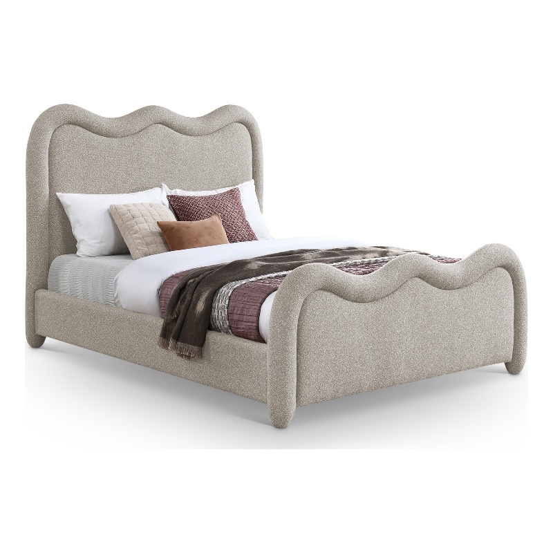 Bowery Hill Contemporary Soft Beige Chenille Fabric Full Bed