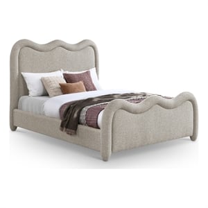 Bowery Hill Contemporary Soft Beige Chenille Fabric King Bed