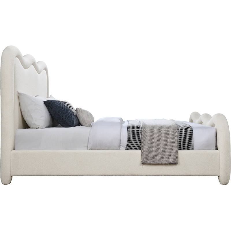 Bowery Hill Contemporary Soft Cream Chenille Fabric Queen Bed