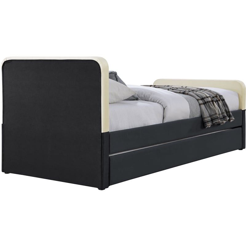 Bowery Hill Contemporary Black Velvet Twin Trundle/Storage Bed