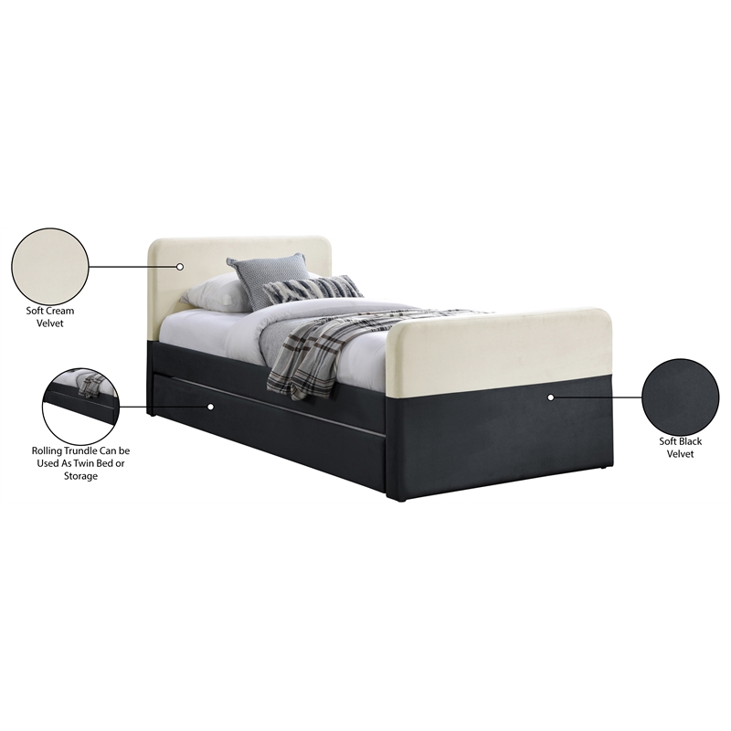 Bowery Hill Contemporary Black Velvet Twin Trundle/Storage Bed