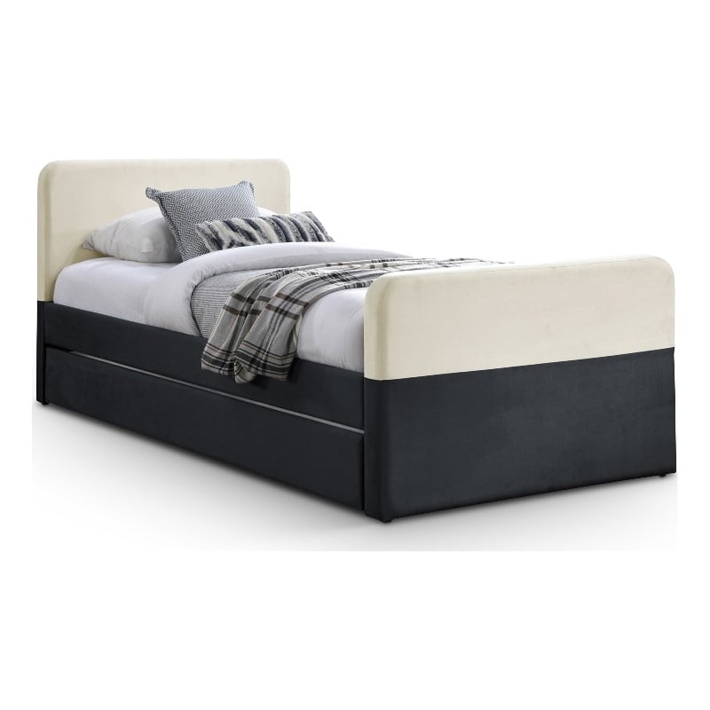Bowery Hill Contemporary Black Velvet Twin Trundle/Storage Bed