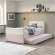 Bowery Hill Contemporary Pink Velvet Twin Trundle/Storage Bed