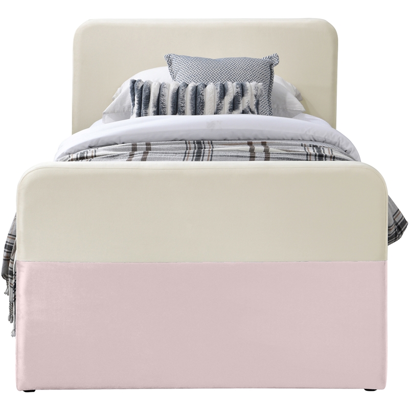 Bowery Hill Contemporary Pink Velvet Twin Trundle/Storage Bed