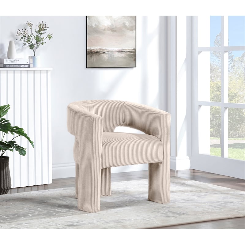 Bowery Hill Contemporary Beige Microsuede Corduroy Accent/Dining Chair