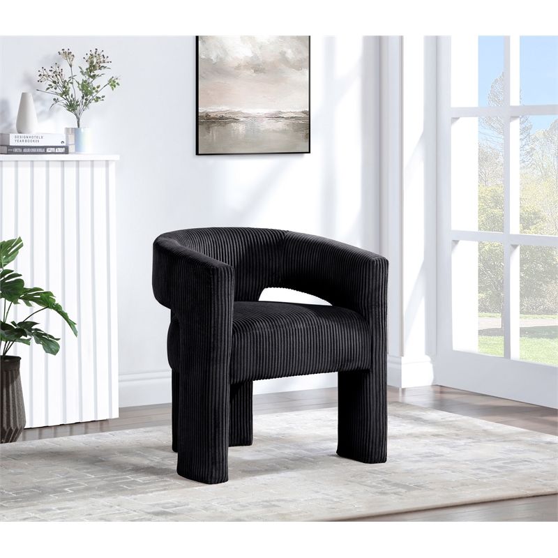 Bowery Hill Contemporary Black Microsuede Corduroy Accent/Dining Chair