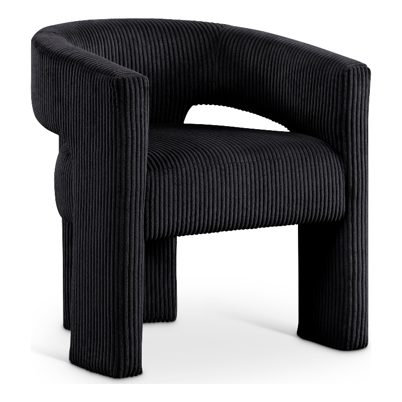 Bowery Hill Contemporary Black Microsuede Corduroy Accent/Dining Chair