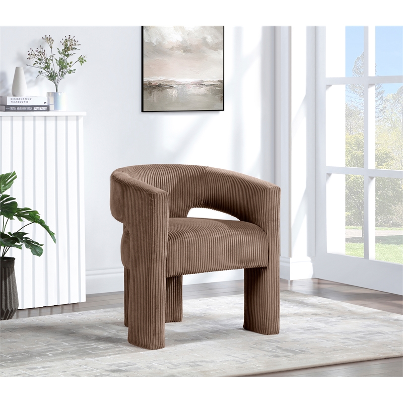 Bowery Hill Contemporary Brown Microsuede Corduroy Accent/Dining Chair