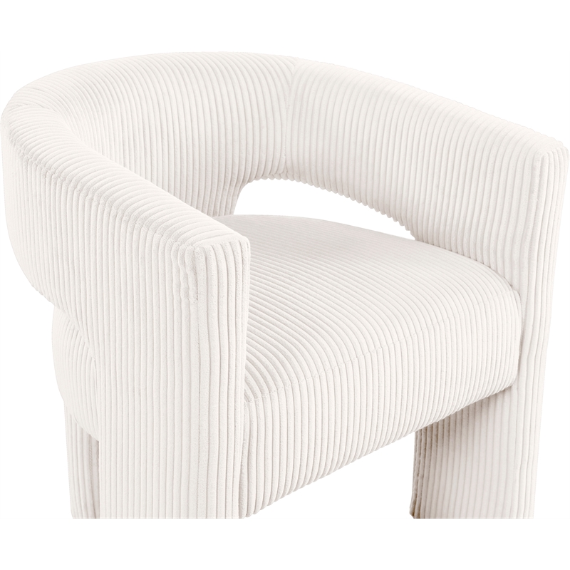 Bowery Hill Contemporary Cream Microsuede Corduroy Accent/Dining Chair