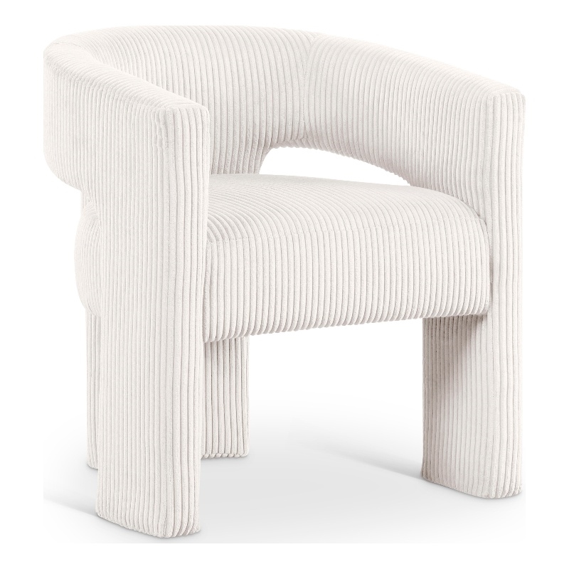 Bowery Hill Contemporary Cream Microsuede Corduroy Accent/Dining Chair