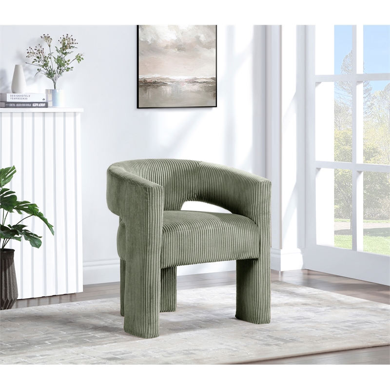 Bowery Hill Contemporary Green Microsuede Corduroy Accent/Dining Chair