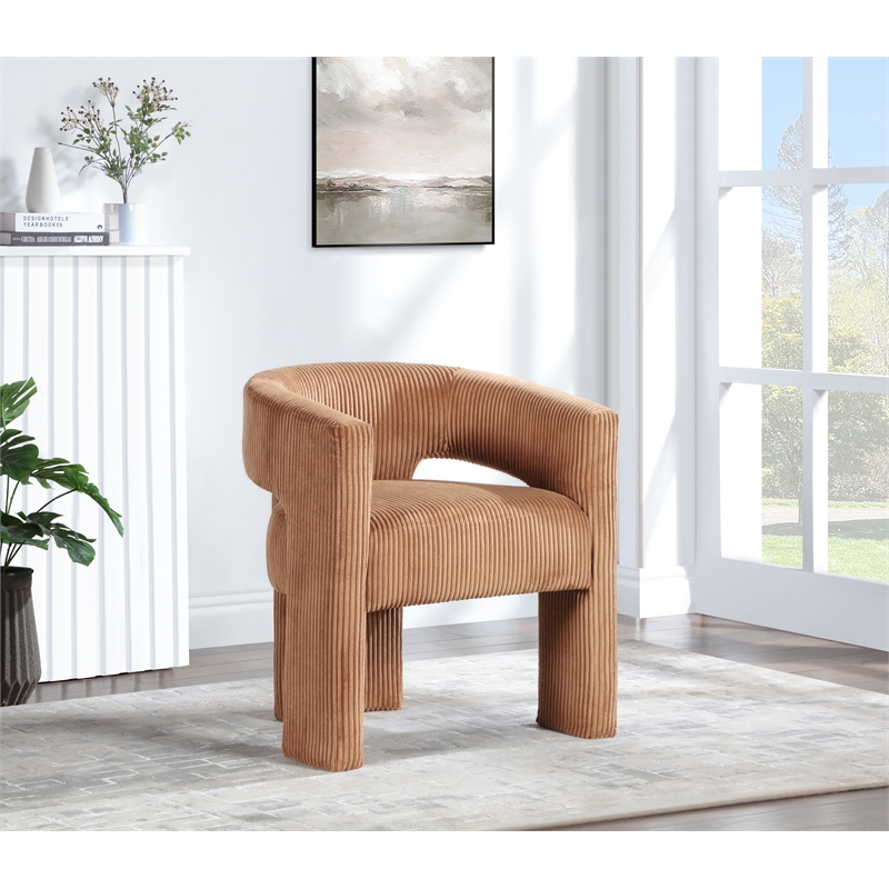 Bowery Hill Contemporary Saddle Microsuede Corduroy Accent/Dining Chair