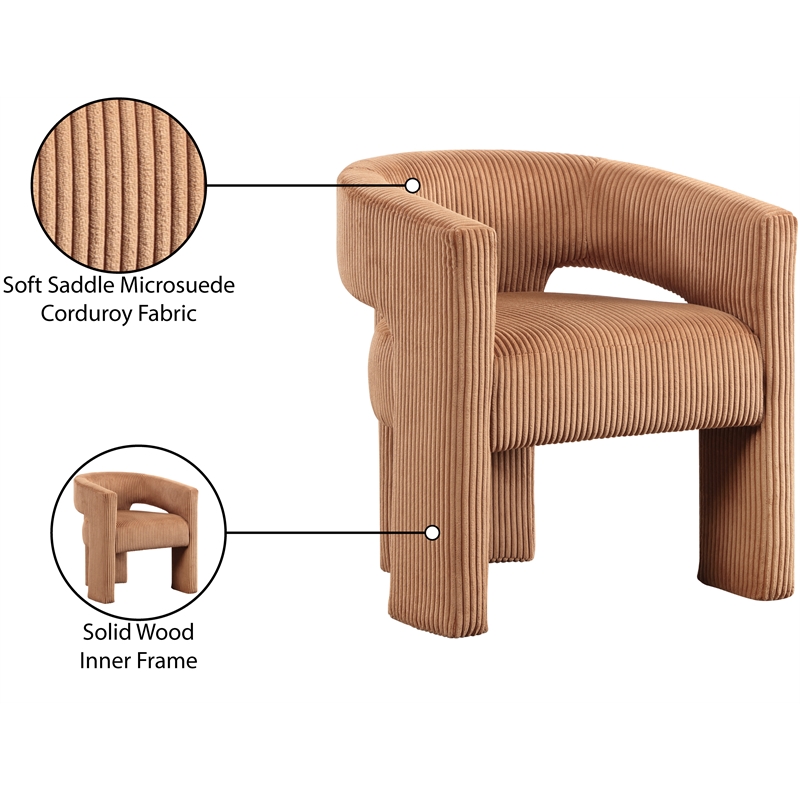 Bowery Hill Contemporary Saddle Microsuede Corduroy Accent/Dining Chair