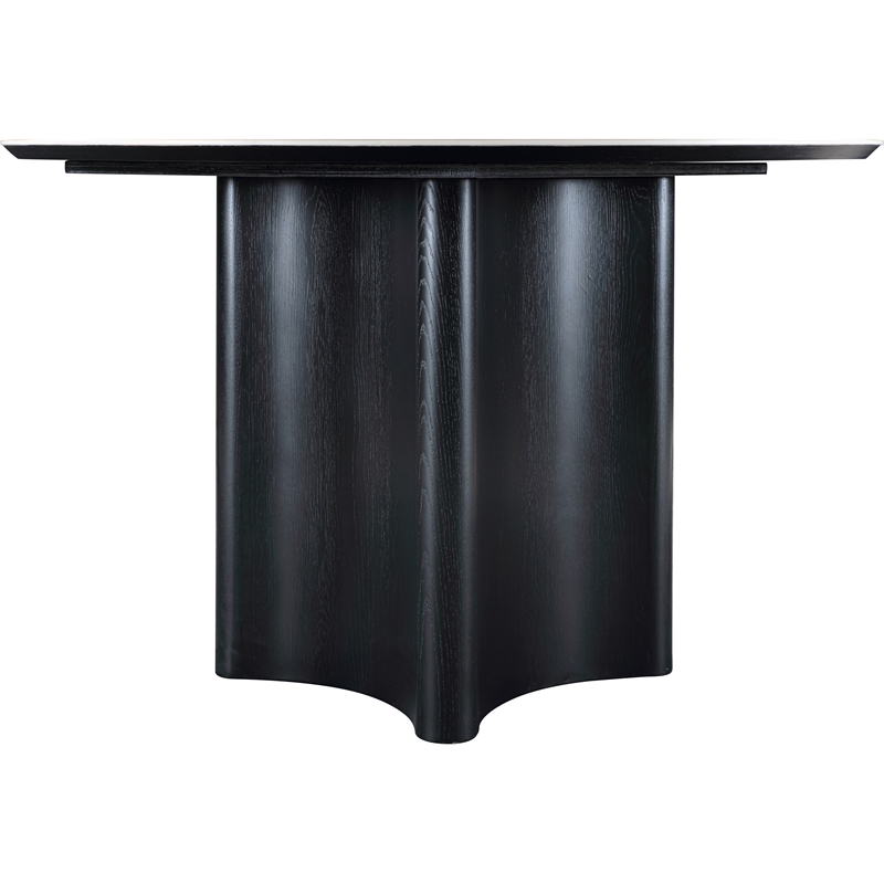 Bowery Hill Contemporary Black Oak Veneer And Sintered Stone Dining Table