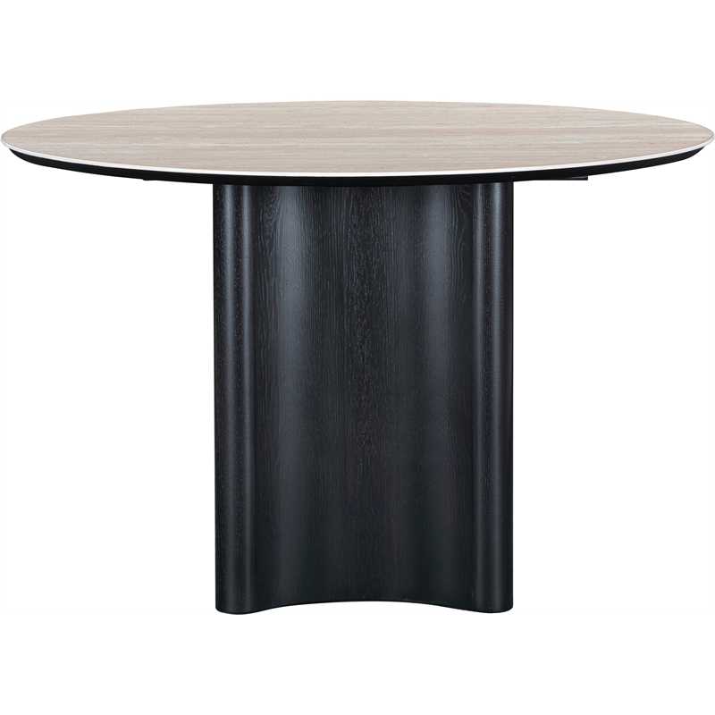 Bowery Hill Contemporary Black Oak Veneer And Sintered Stone Dining Table