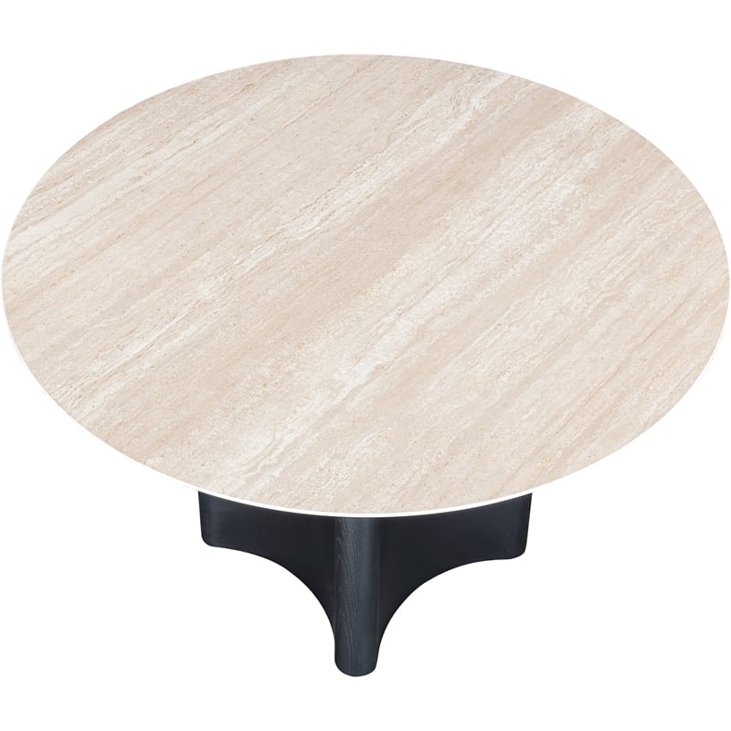 Bowery Hill Contemporary Black Oak Veneer And Sintered Stone Dining Table