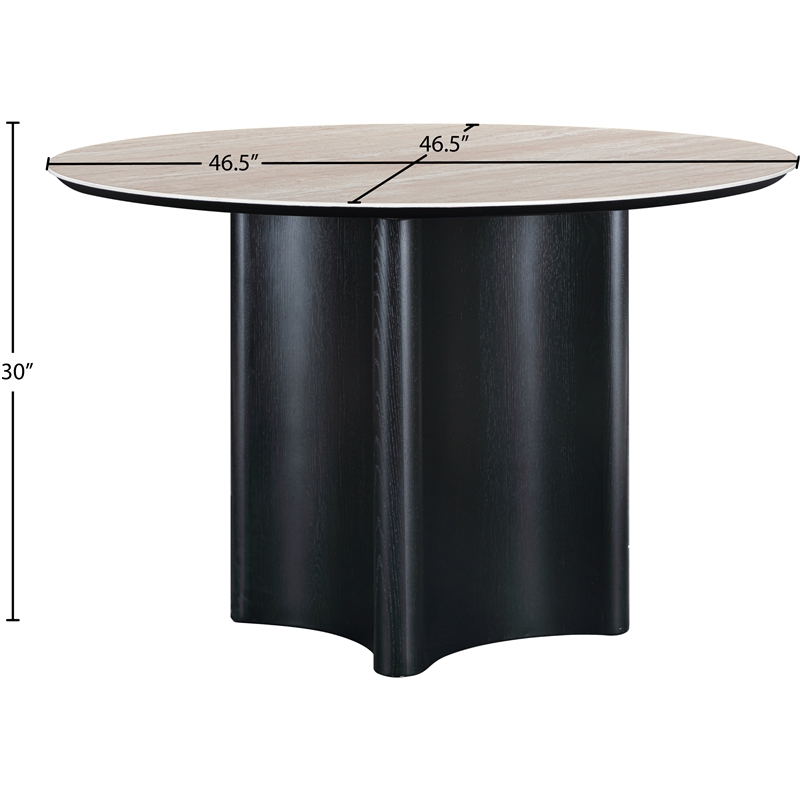 Bowery Hill Contemporary Black Oak Veneer And Sintered Stone Dining Table