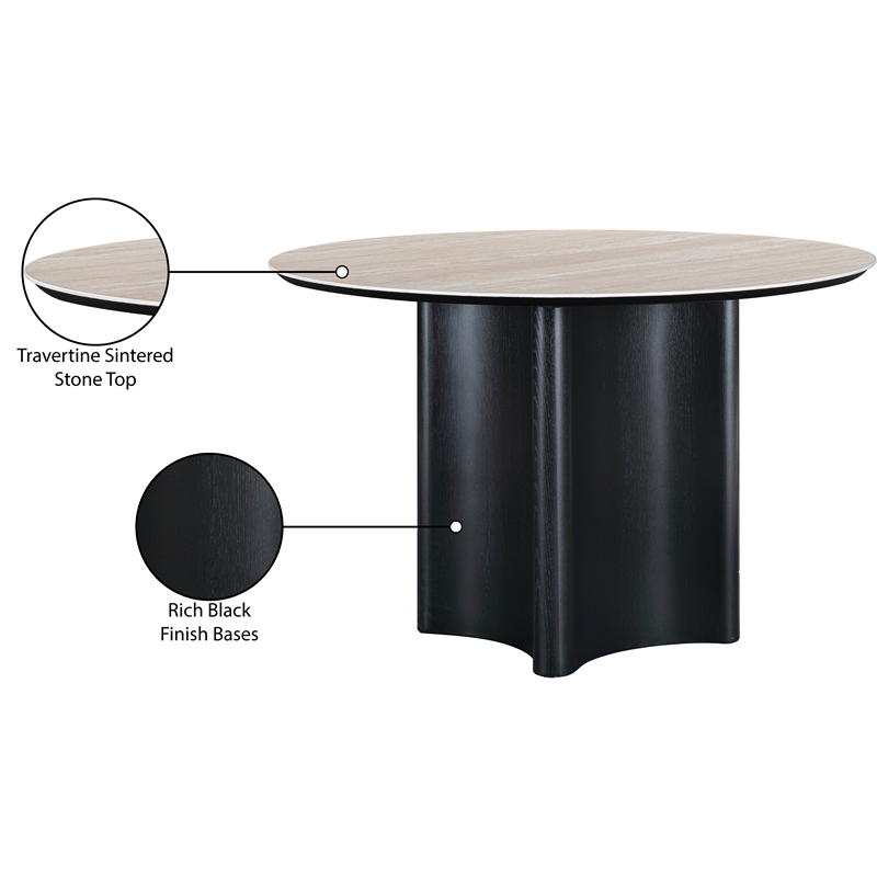 Bowery Hill Contemporary Black Oak Veneer And Sintered Stone Dining Table