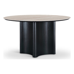 Bowery Hill Contemporary Black Oak Veneer And Sintered Stone Dining Table