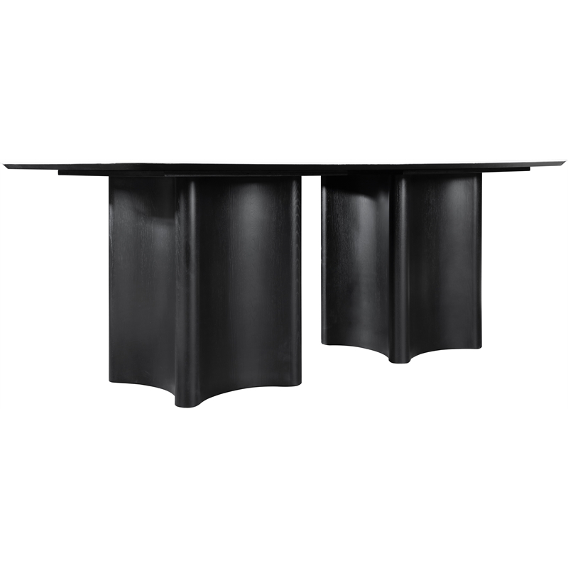 Bowery Hill Contemporary Black Oak Veneer And Sintered Stone Dining Table