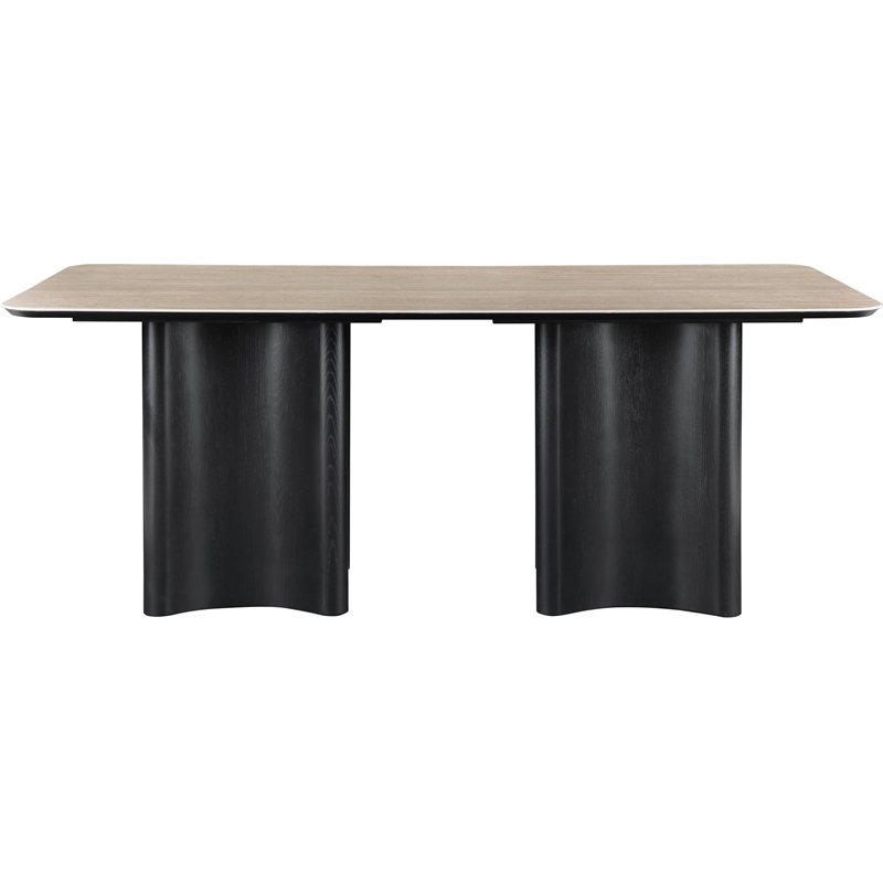 Bowery Hill Contemporary Black Oak Veneer And Sintered Stone Dining Table