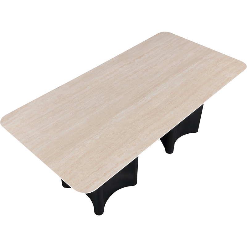 Bowery Hill Contemporary Black Oak Veneer And Sintered Stone Dining Table