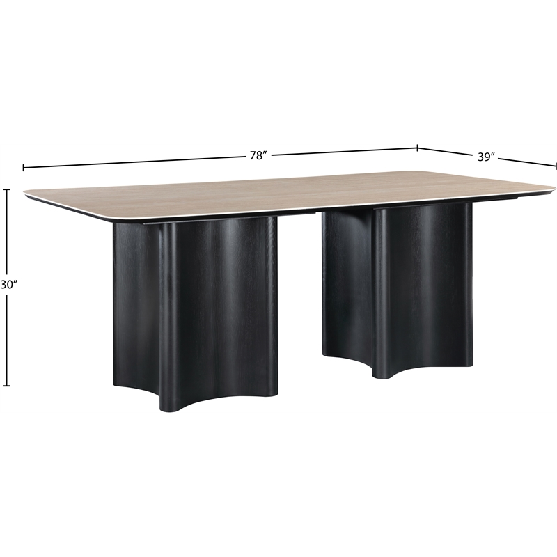 Bowery Hill Contemporary Black Oak Veneer And Sintered Stone Dining Table