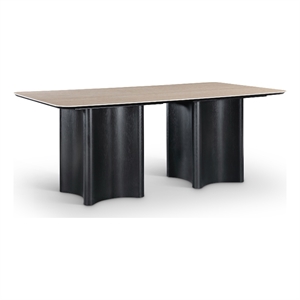 Bowery Hill Contemporary Black Oak Veneer And Sintered Stone Dining Table