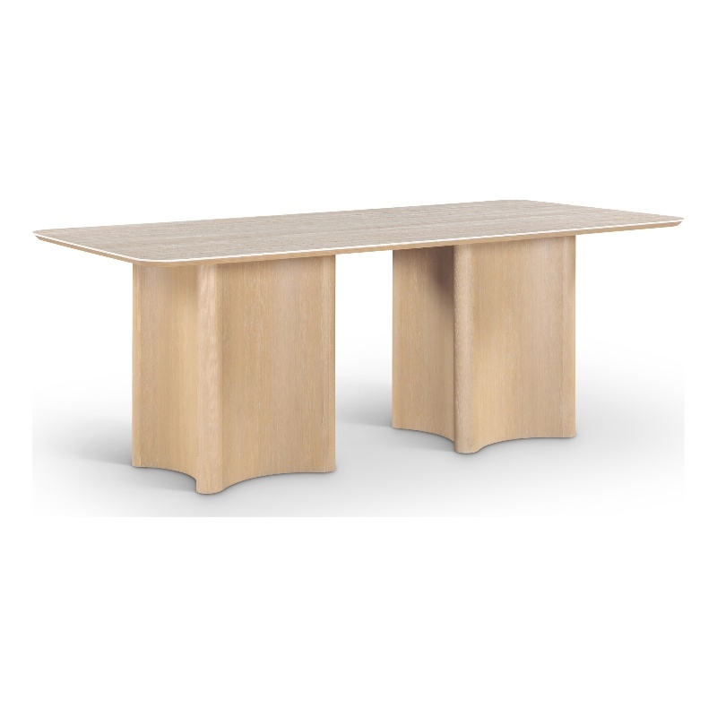 Bowery Hill Contemporary Natural Oak Veneer And Sintered Stone Dining Table
