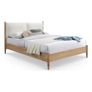 Bowery Hill Contemporary Soft Cream Polyester Fabric Queen Bed