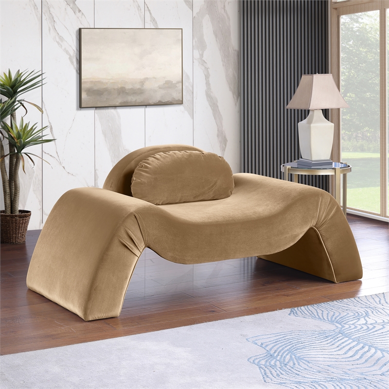 Bowery Hill Contemporary Solid Wood Inner Frame Beige Durable Velvet Chair