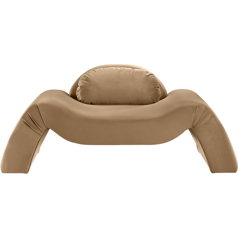 Bowery Hill Contemporary Solid Wood Inner Frame Beige Durable Velvet Chair