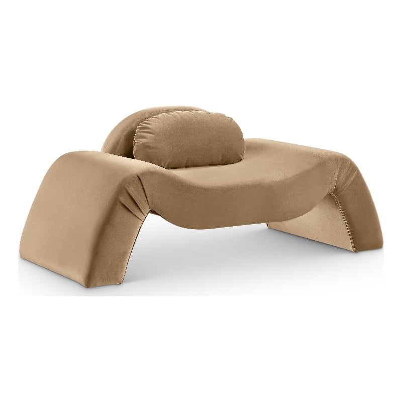 Bowery Hill Contemporary Solid Wood Inner Frame Beige Durable Velvet Chair