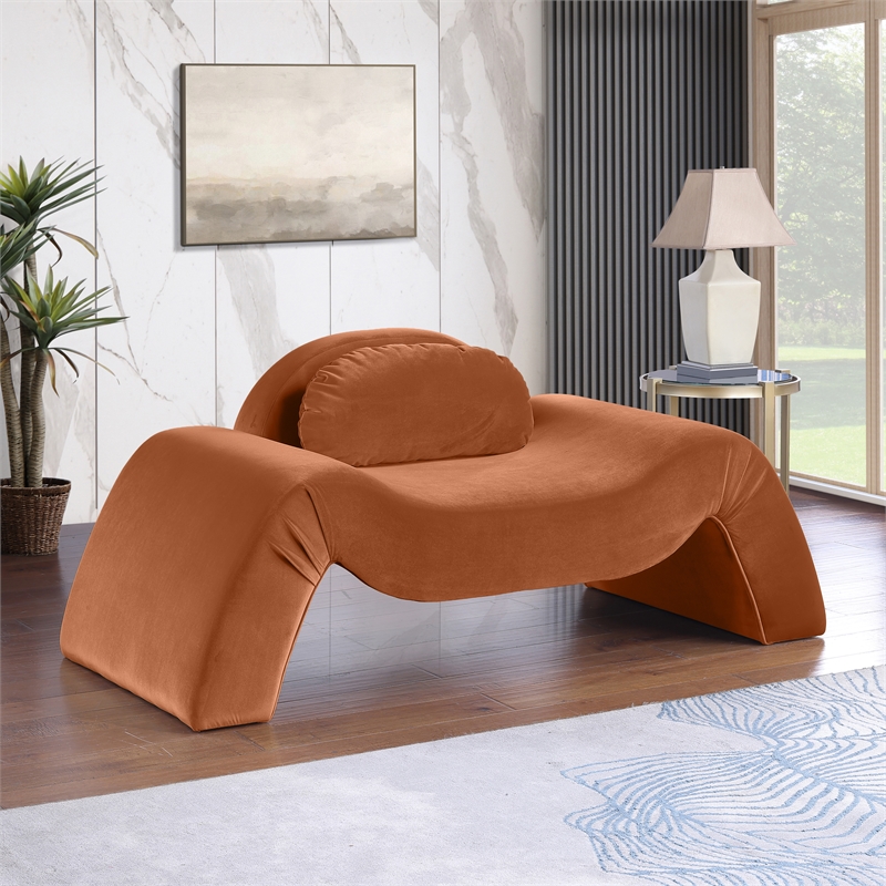 Bowery Hill Contemporary Solid Wood Inner Frame Cognac Durable Velvet Chair